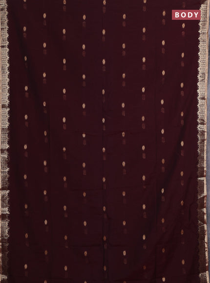 Bengal soft cotton saree deep maroon with allover thread woven buttas and zari woven border
