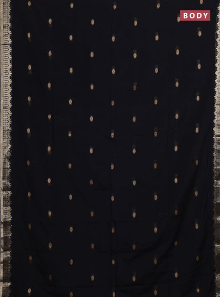 Bengal soft cotton saree black with allover thread woven buttas and zari woven border