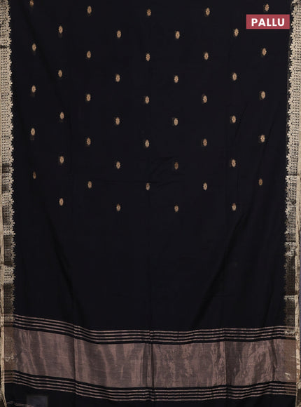 Bengal soft cotton saree black with allover thread woven buttas and zari woven border
