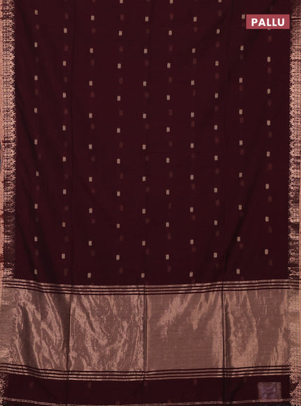 Bengal soft cotton saree deep maroon with allover thread woven buttas and zari woven border