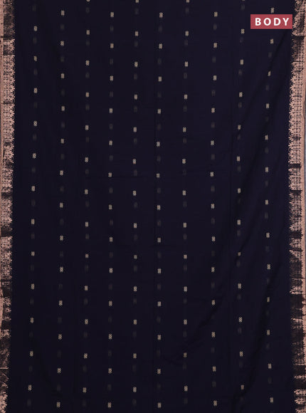 Bengal soft cotton saree navy blue with allover thread woven buttas and zari woven border