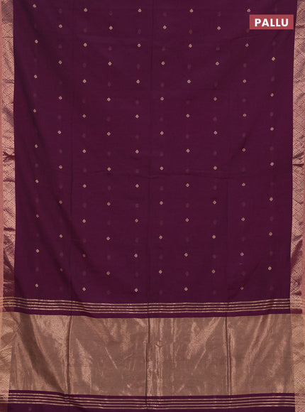 Bengal soft cotton saree deep purple with allover thread woven buttas and zari woven border