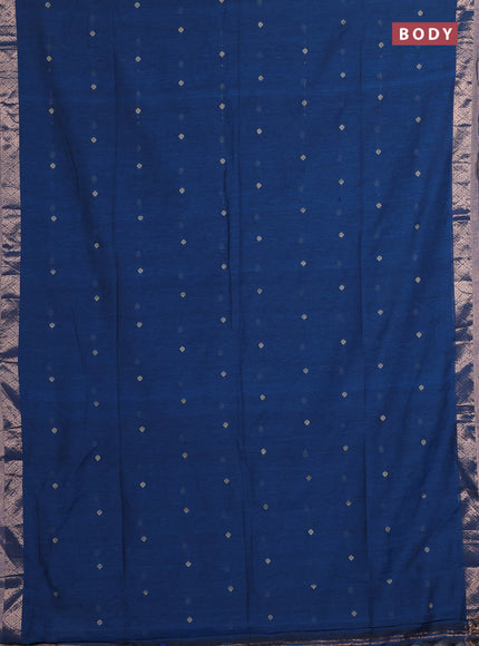 Bengal soft cotton saree cs blue with allover thread woven buttas and zari woven border