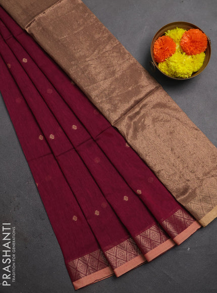 Bengal soft cotton saree pink with allover thread woven buttas and zari woven border