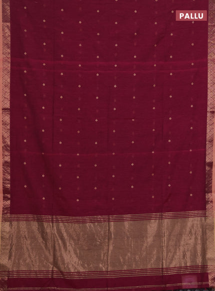 Bengal soft cotton saree pink with allover thread woven buttas and zari woven border