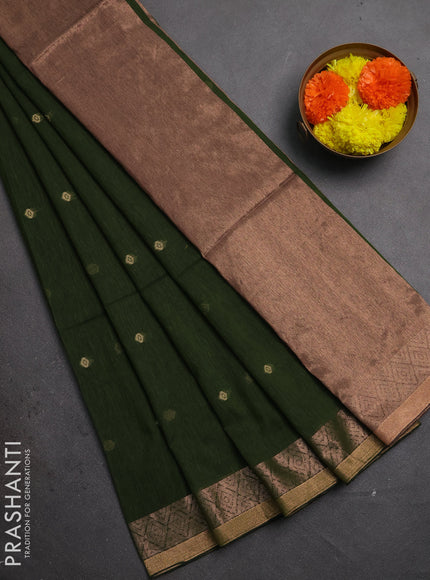 Bengal soft cotton saree light green with allover thread woven buttas and zari woven border