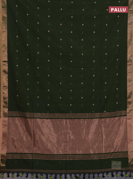 Bengal soft cotton saree light green with allover thread woven buttas and zari woven border
