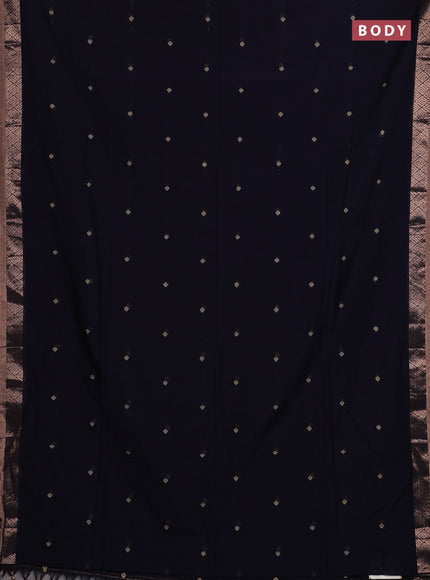 Bengal soft cotton saree navy blue with allover thread woven buttas and zari woven border