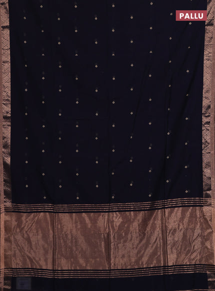 Bengal soft cotton saree navy blue with allover thread woven buttas and zari woven border