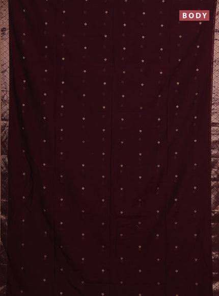 Bengal soft cotton saree deep maroon with allover thread woven buttas and zari woven border