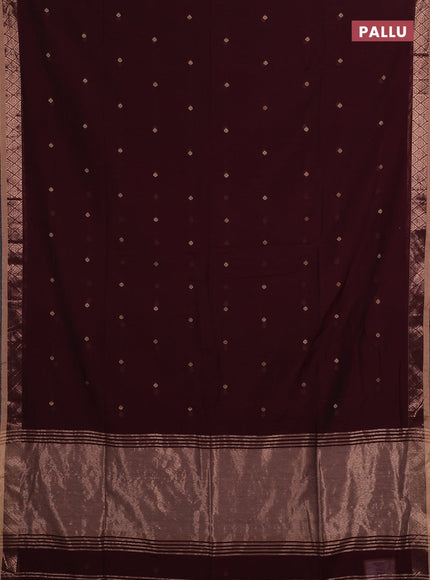 Bengal soft cotton saree deep maroon with allover thread woven buttas and zari woven border