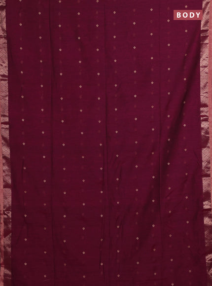 Bengal soft cotton saree magenta pink with allover thread woven buttas and zari woven border
