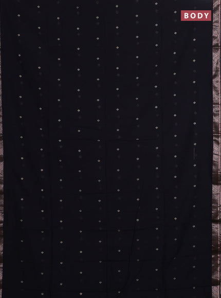 Bengal soft cotton saree black with allover thread woven buttas and zari woven border