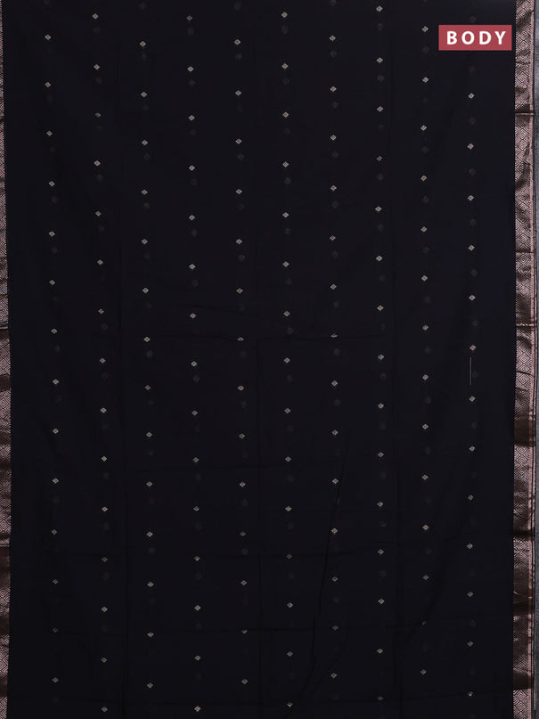 Bengal soft cotton saree black with allover thread woven buttas and zari woven border