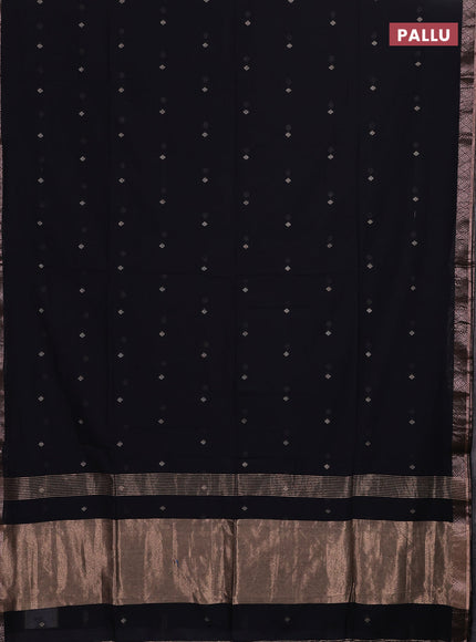 Bengal soft cotton saree black with allover thread woven buttas and zari woven border