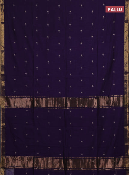 Bengal soft cotton saree violet with allover thread woven buttas and zari woven border