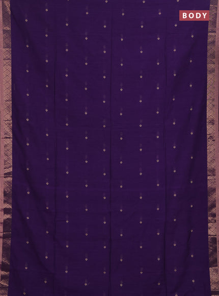 Bengal soft cotton saree violet and maroon with allover thread woven buttas and zari woven border