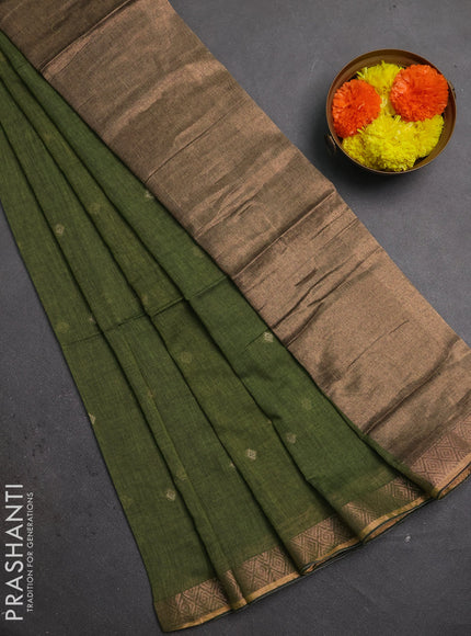 Bengal soft cotton saree light green with allover thread woven buttas and zari woven border