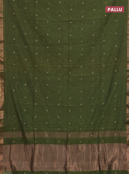 Bengal soft cotton saree light green with allover thread woven buttas and zari woven border
