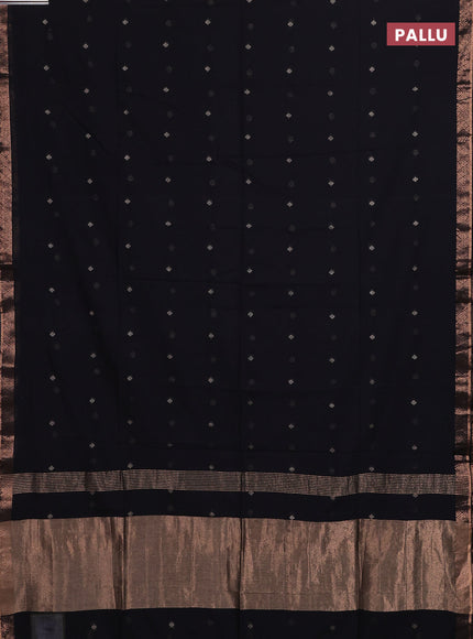 Bengal soft cotton saree black with allover thread woven buttas and zari woven border