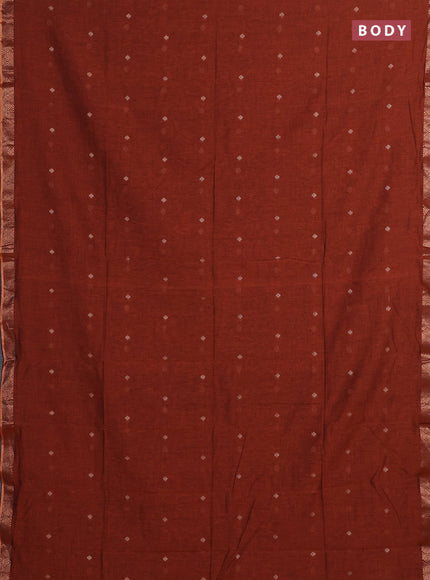 Bengal soft cotton saree orange with allover thread woven buttas and zari woven border
