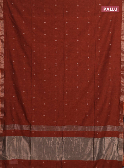 Bengal soft cotton saree orange with allover thread woven buttas and zari woven border