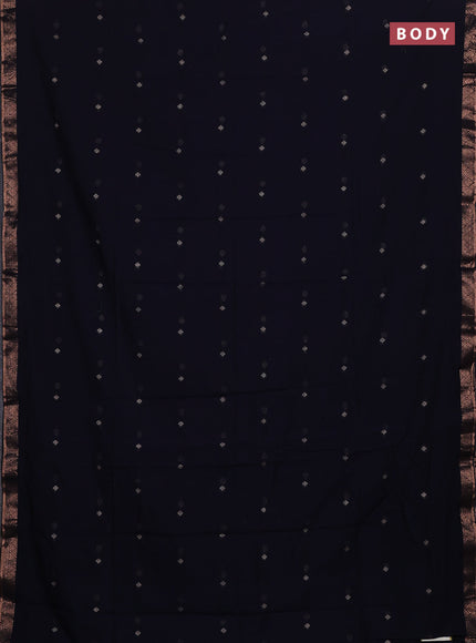 Bengal soft cotton saree navy blue with allover thread woven buttas and zari woven border
