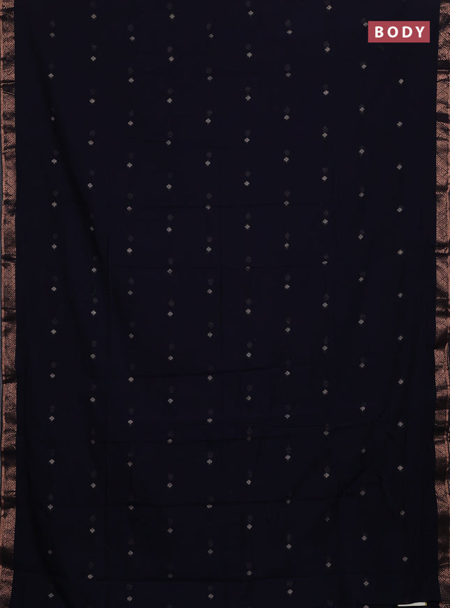 Bengal soft cotton saree navy blue with allover thread woven buttas and zari woven border