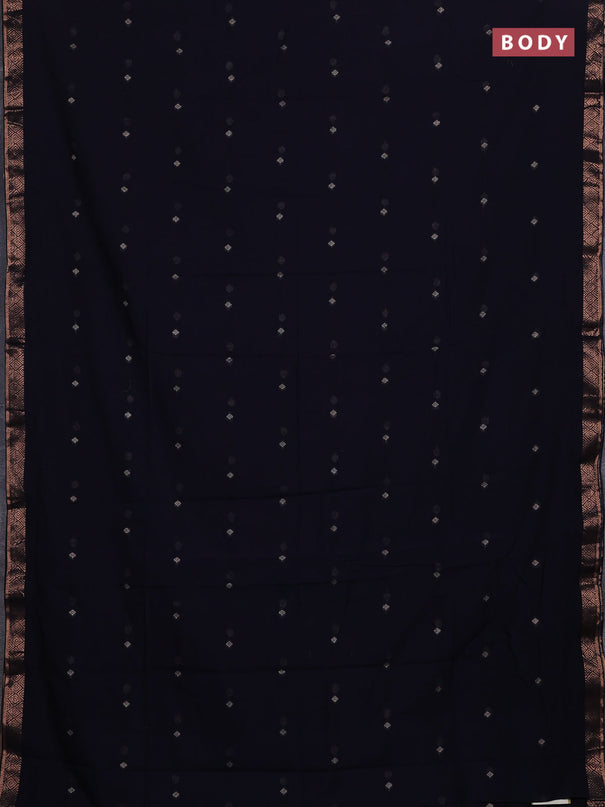 Bengal soft cotton saree navy blue with allover thread woven buttas and zari woven border
