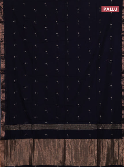Bengal soft cotton saree navy blue with allover thread woven buttas and zari woven border