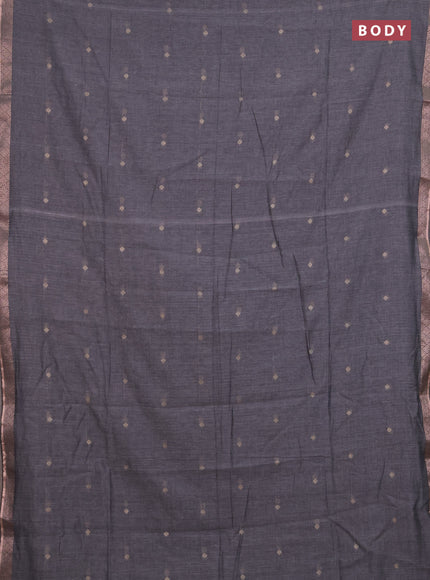 Bengal soft cotton saree grey with allover thread woven buttas and zari woven border