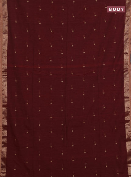 Bengal soft cotton saree red with allover thread woven buttas and zari woven border