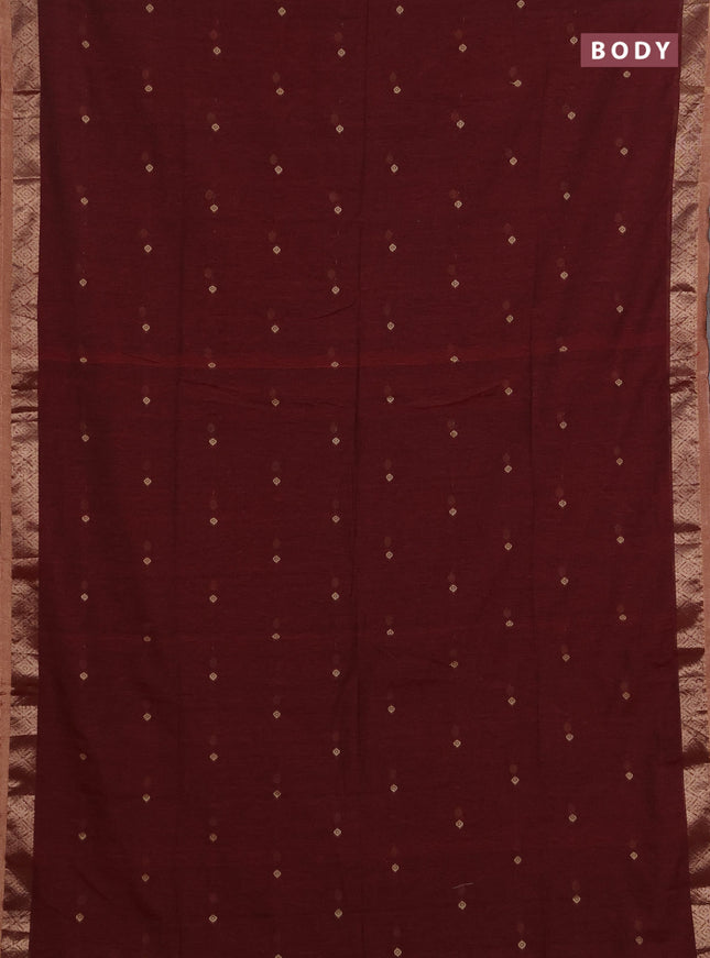 Bengal soft cotton saree red with allover thread woven buttas and zari woven border