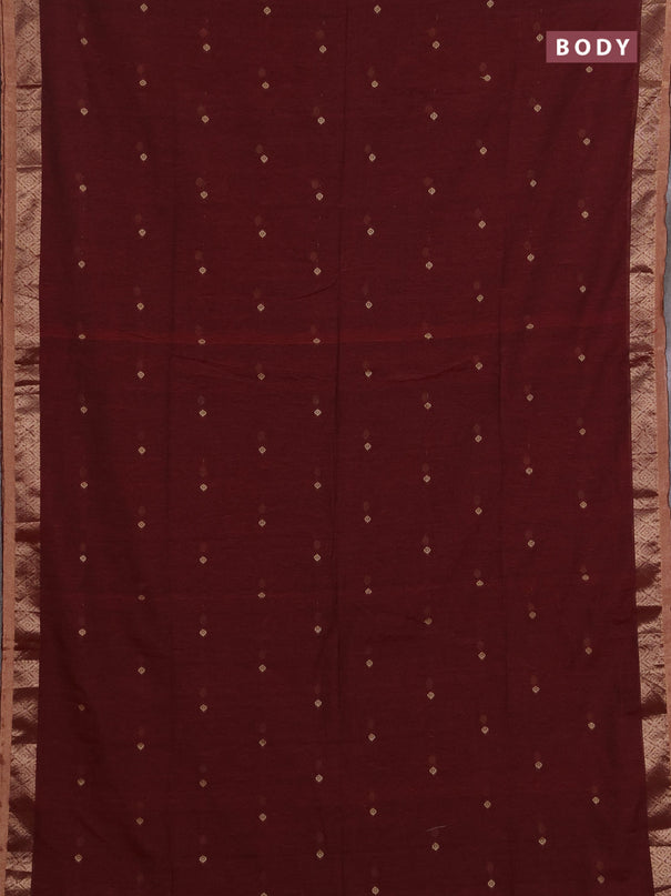 Bengal soft cotton saree red with allover thread woven buttas and zari woven border