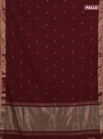Bengal soft cotton saree red with allover thread woven buttas and zari woven border