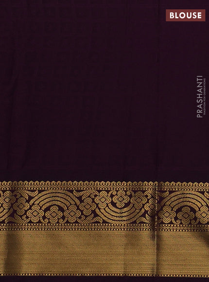 Semi kanchipuram silk saree light blue and deep purple with allover checks & zari woven buttas and zari woven korvai border