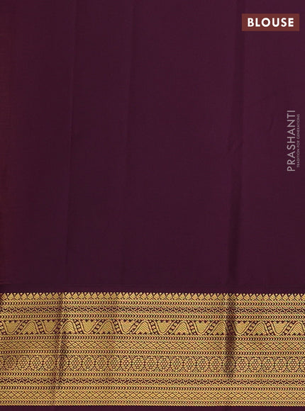 Semi kanchipuram silk saree mango yellow and wine shade with allover zari weaves & buttas and zari woven korvai border