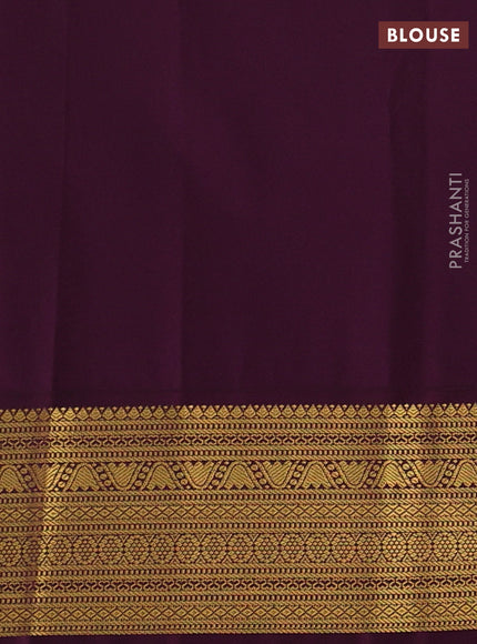 Semi kanchipuram silk saree lavender and deep purple with allover zari weaves & buttas and zari woven korvai border