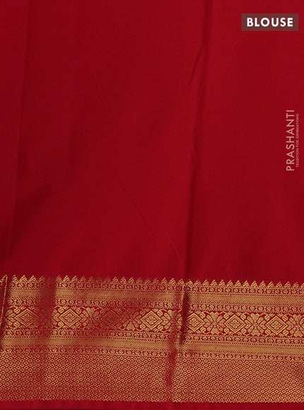 Semi kanchipuram silk saree green and red with allover zari weaves & buttas and zari woven korvai border