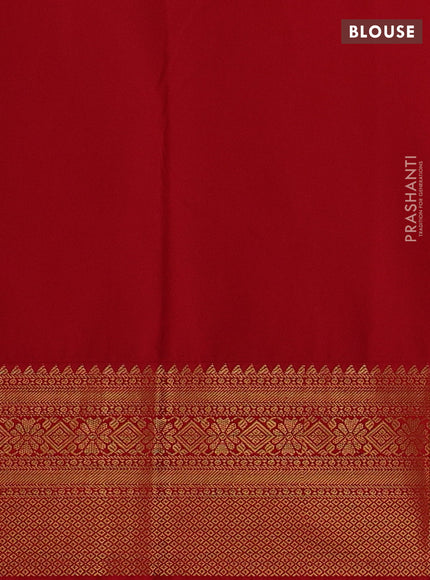 Semi kanchipuram silk saree coffee brown and red with allover zari weaves & buttas and zari woven korvai border