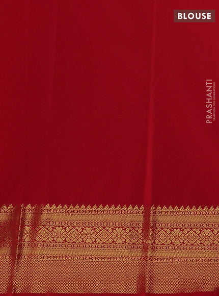 Semi kanchipuram silk saree violet and red with allover zari weaves & buttas and zari woven korvai border