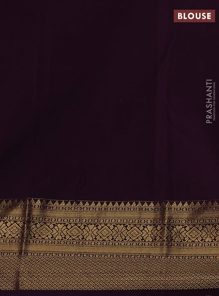 Semi kanchipuram silk saree light green and wine shade with allover zari weaves and zari woven korvai border