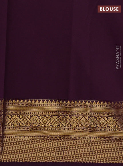 Semi kanchipuram silk saree lavender and wine shade with allover zari weaves and zari woven korvai border