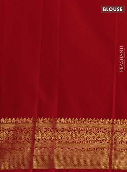 Semi kanchipuram silk saree violet and red with allover zari weaves and zari woven korvai border