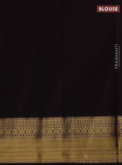 Semi kanchipuram silk saree teal green and coffee brown with zari woven buttas and zari woven korvai border