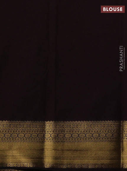 Semi kanchipuram silk saree mustard yellow and coffee brown with zari woven buttas and zari woven korvai border