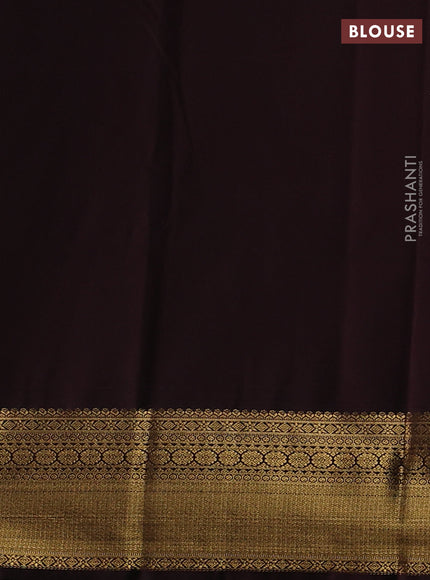 Semi kanchipuram silk saree beige and coffee brown with zari woven buttas and zari woven border