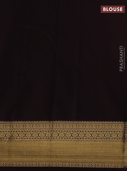 Semi kanchipuram silk saree teal green and coffee brown with allover zari woven buttas and zari woven border