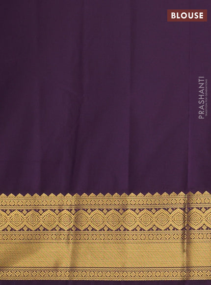 Semi kanchipuram silk saree green and deep violet with allover zari weaves & buttas and zari woven border