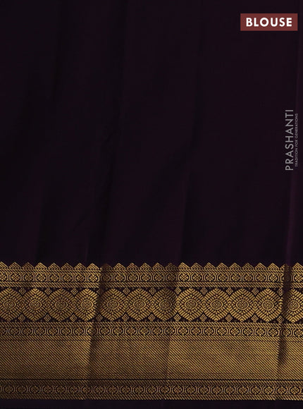 Semi kanchipuram silk saree peach pink and deep purple with allover zari weaves & buttas and zari woven border